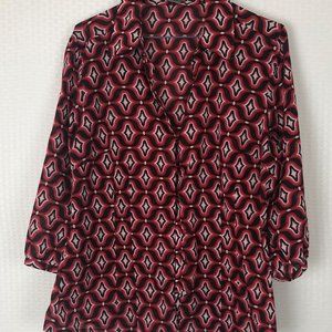 Ann Taylor Sheer Button Front 3/4 Sleeves